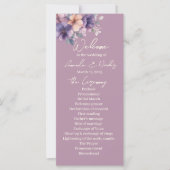 Paars, roze bloemen op het huwelijksprogramma (Voorkant)