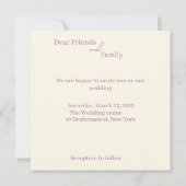 Paars roze bloemen op Save the Date Kaart (Achterkant)