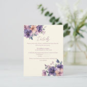 Paars, roze bloemen op Wedding Enclosure Kaart (Staand voorkant)