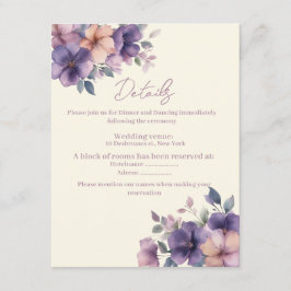 Paars, roze bloemen op Wedding Enclosure Kaart