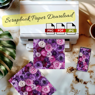 Paars Roze Bloemenschrootboekpapier Downloaden Poster