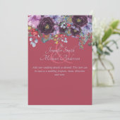 Paars Roze Bloemig Program Menu Details Sjabloon (Staand voorkant)