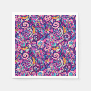 Paars & Roze Bloemmotief Paisley Meisjes Fantasiev Servet