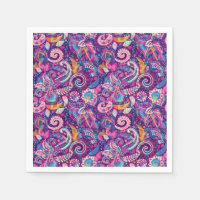 Paars & Roze Bloemmotief Paisley Meisjes Witte Fan