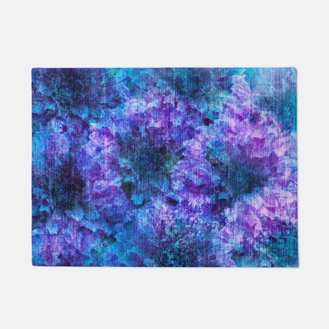 Paars roze bloempatroon digitale ontwerpkunst deurmat (Voorkant)