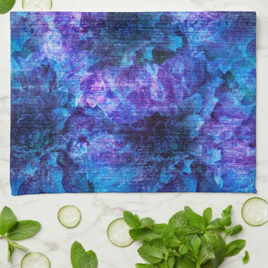 Paars roze bloempatroon digitale ontwerpkunst theedoek (Gevouwen)