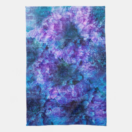 Paars roze bloempatroon digitale ontwerpkunst theedoek (Verticaal)