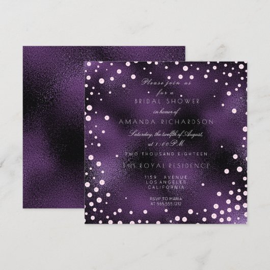 Paars roze Confetti parels Vrijgezellenfeest Kaart (Voorkant / Achterkant)