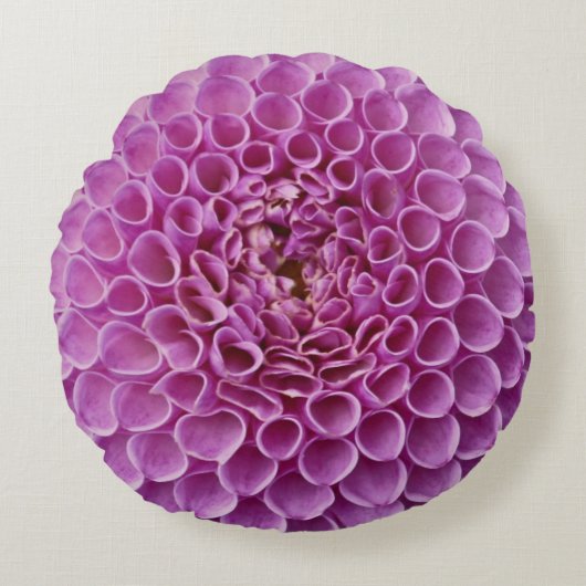 Paars-roze Dahlia Flower Round Pillow Rond Kussen (Voorkant)