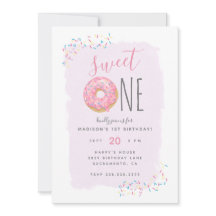 Paars | Roze Doughnut Sprinkle Sweet 1ste verjaard