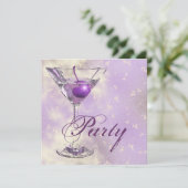 Paars roze elegante formele party kaart (Staand voorkant)