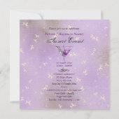 Paars roze elegante formele party kaart (Achterkant)