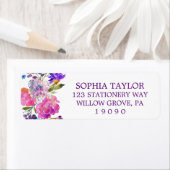 Paars roze en blauwe bloemen Baby shower Etiket (Insitu)