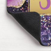 Paars & roze en Faux Gold Glitter Agate Monogram Muismat (Hoek)
