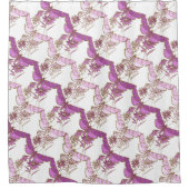 Paars, roze en goudschoeisel met twee tongen douchegordijn (Voorkant)