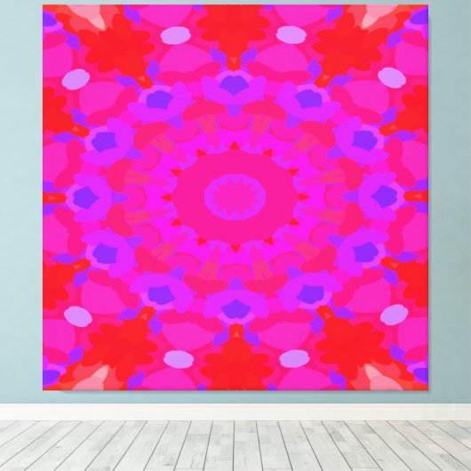 Paars, roze en Oranje Mandala Canvas Afdruk (Insitu (Houten vloer))