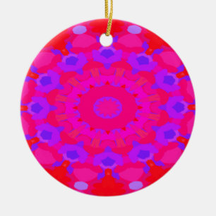 Paars, roze en Oranje Mandala Keramisch Ornament