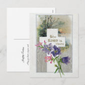  Paars Roze Floral Cross Antiek Pasen Feestdagenkaart (Voorkant / Achterkant)