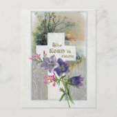  Paars Roze Floral Cross Antiek Pasen Feestdagenkaart (Voorkant)