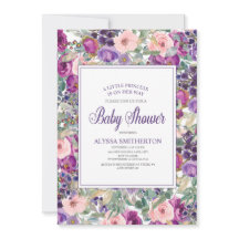 Paars Roze Floral Little Girl Baby shower