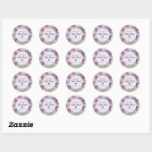 Paars Roze Floral Little Girl Baby shower Ronde Sticker (Vel)