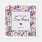 Paars Roze Floral Little Girl Baby shower Servet (Voorkant)