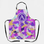 Paars roze geel blauw modern Abstract monogram Schort (Voorkant)