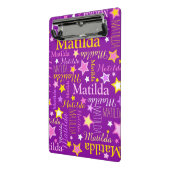 Paars roze gele meisjes noemen sterren patroon mini klembord (Angled2)