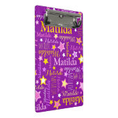 Paars roze gele meisjes noemen sterren patroon mini klembord (Schuin)