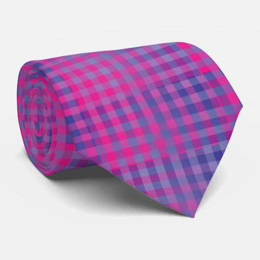 Paars Roze Geruit Abstract Patroon Stropdas (Opgerold)