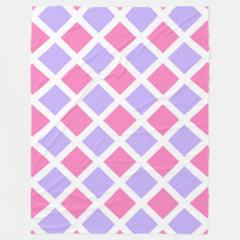 Paars Roze Geruit Diamant Patroon Fleece Deken