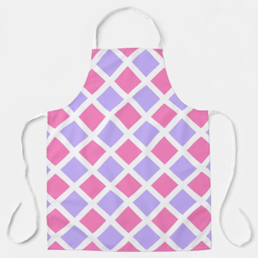 Paars Roze Geruit Diamant Patroon Schort (Voorkant)