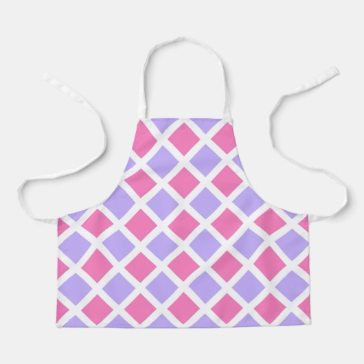 Paars Roze Geruit Diamant Patroon Schort (Voorkant)