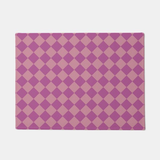 Paars Roze Geruite Diamant Patroon Deurmat (Voorkant)