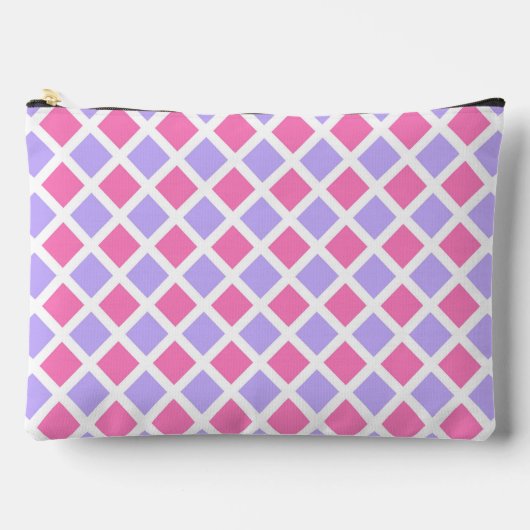 Paars Roze Geruite Diamant Patroon Groot Etui (Voorkant)