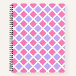 Paars Roze Geruite Diamant Patroon Notitieboek