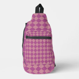 Paars Roze Geruite Diamant Patroon Sling Bag