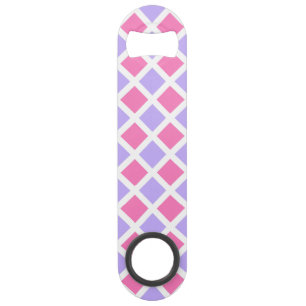 Paars Roze Geruite Diamant Patroon Speed Flessenopener