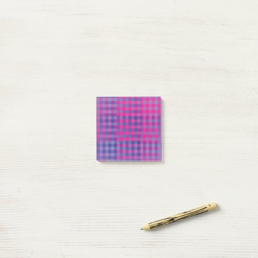 Paars Roze Geruite Patchwork Patroon Post-it® Notes (Op bureau)
