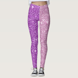 Paars+Roze Glitter Athleisure Yoga Pants Leggings