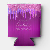 Paars roze glitter glans blikjeskoeler (Voorkant)