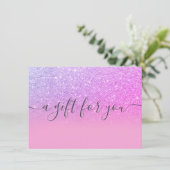 Paars roze glitter ombre gift certificate (Staand voorkant)