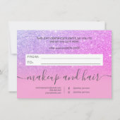 Paars roze glitter ombre gift certificate (Achterkant)