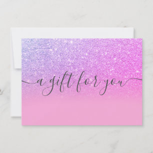 Paars roze glitter ombre gift certificate