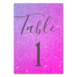 Paars roze glitter Sparkle Table Number Kaart