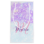 Paars roze glitter ster monogram letter text toevo klein cadeauzakje (Voorkant)
