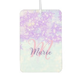 Paars roze glitter ster monogram letter text toevo luchtverfrisser (Voorkant)