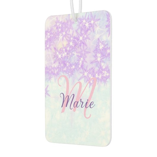 Paars roze glitter ster monogram letter text toevo luchtverfrisser (Links)