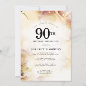 Paars roze goud Abstract 90e verjaardag Kaart (Voorkant)
