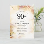 Paars roze goud Abstract 90e verjaardag Kaart (Staand voorkant)